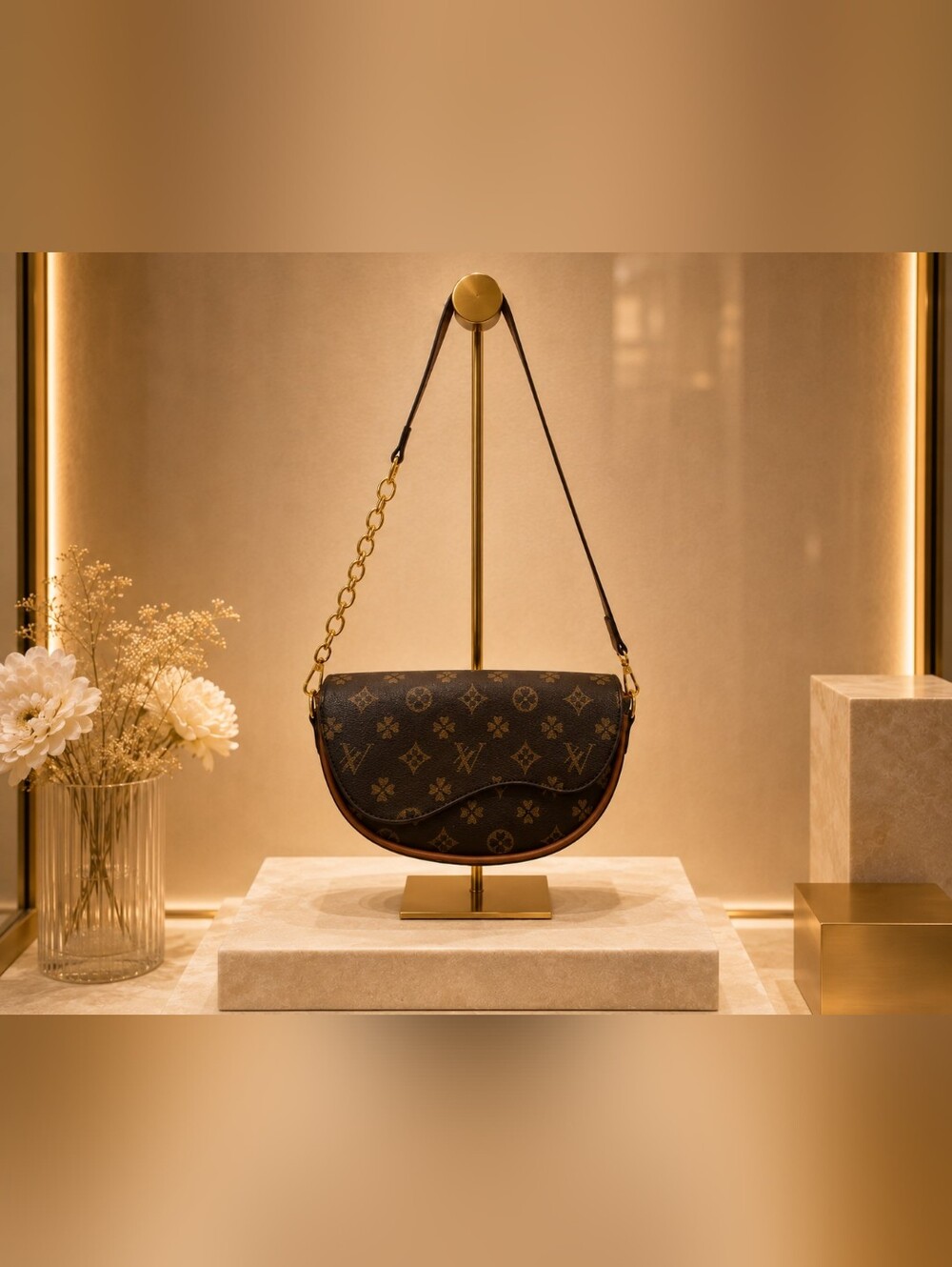 FASHION Monogram Crescent Shoulder Bag/Crossbody